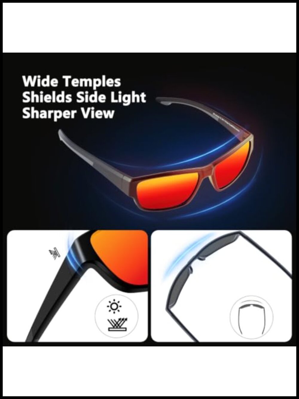Polarized Sport Sunglasses Wrap Around UV400 Protection Unisex Adults - Picture 3 of 6